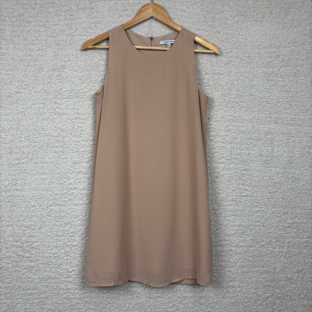 Naked Zebra Dress Womens Small Beige Lined Bohemian Minimalist Beach Shift